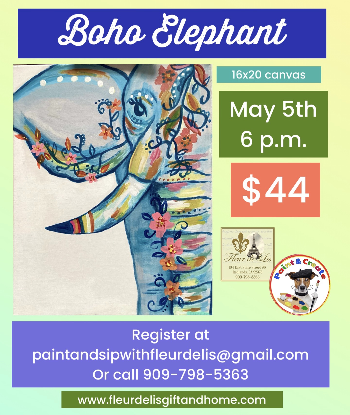 Boho Elephant May 5th 6 p.m.
